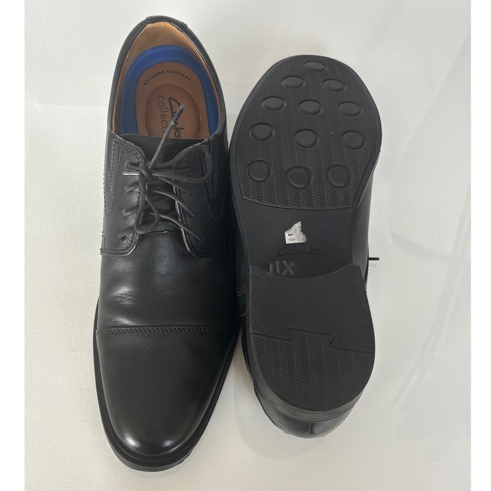 Clarks Whiddon Cap Mens Black Leather Cap Toe Oxford Dress Shoes Size 12 M - Picture 7 of 9